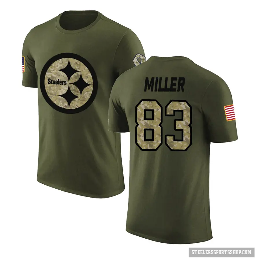 Youth ＃83 Heath Miller Pittsburgh Steelers Olive Salute to Service T-Shirt