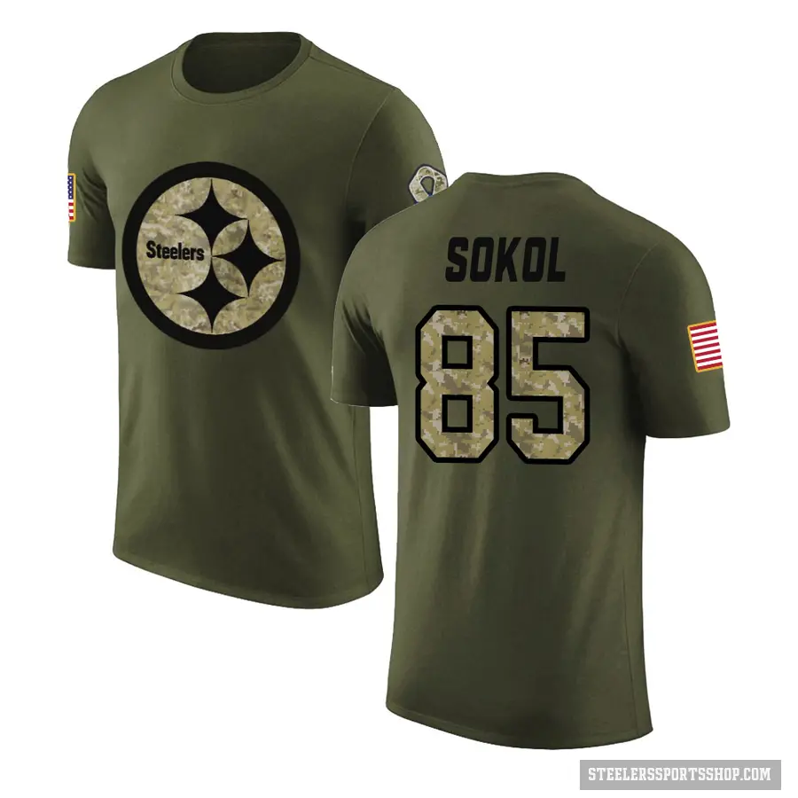 Youth ＃85 Matt Sokol Pittsburgh Steelers Olive Salute to Service T-Shirt