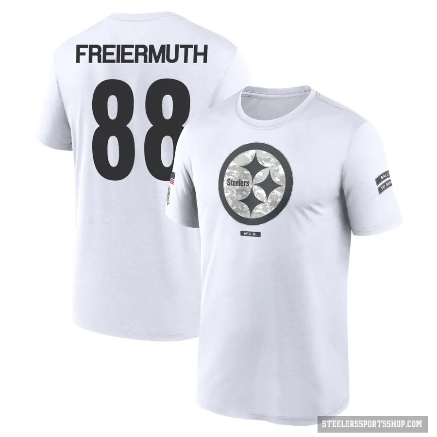 Youth ＃88 Pat Freiermuth Pittsburgh Steelers White 2024 Salute to Service Performance T-Shirt