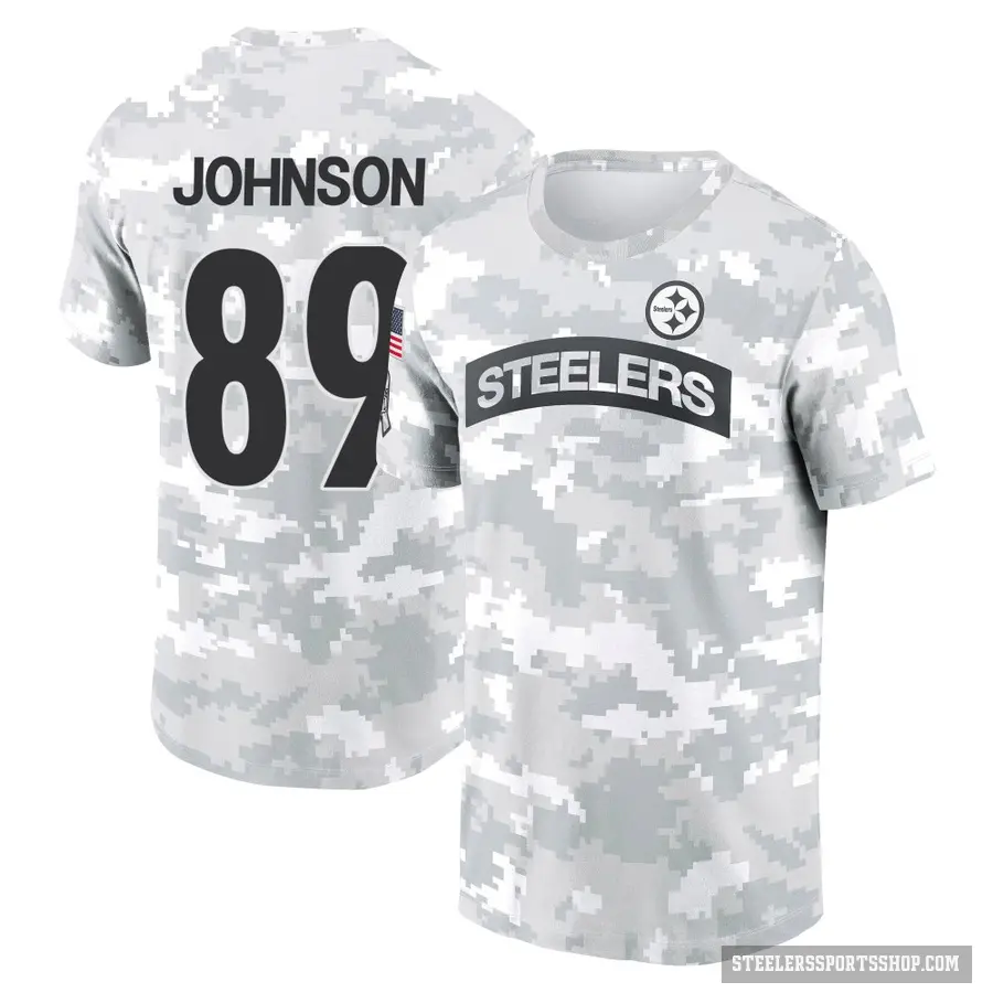 Youth ＃89 Brandon Johnson Pittsburgh Steelers Camo Arctic 2024 Salute to Service Performance T-Shirt