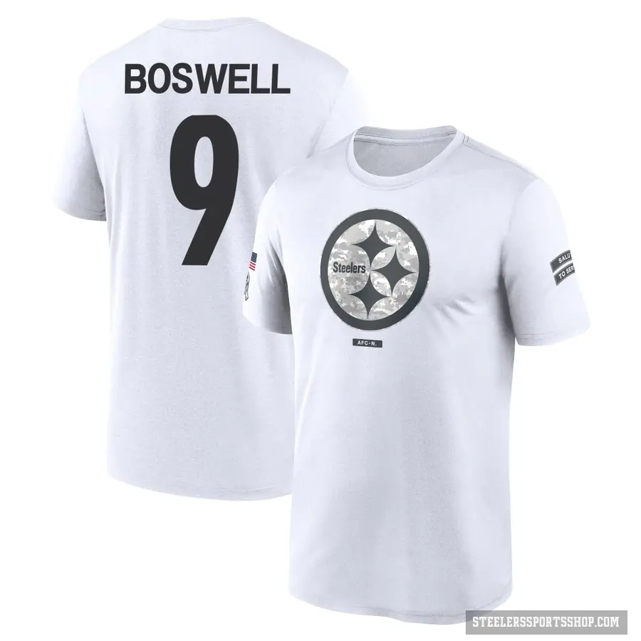 Youth ＃9 Chris Boswell Pittsburgh Steelers White 2024 Salute to Service Performance T-Shirt