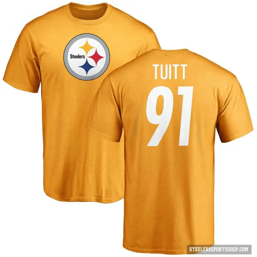 Youth ＃91 Stephon Tuitt Pittsburgh Steelers Gold Logo T-Shirt