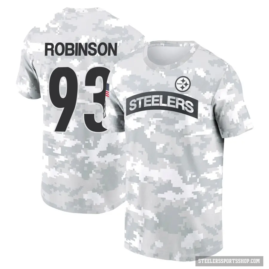 Youth ＃93 Mark Robinson Pittsburgh Steelers Camo Arctic 2024 Salute to Service Performance T-Shirt