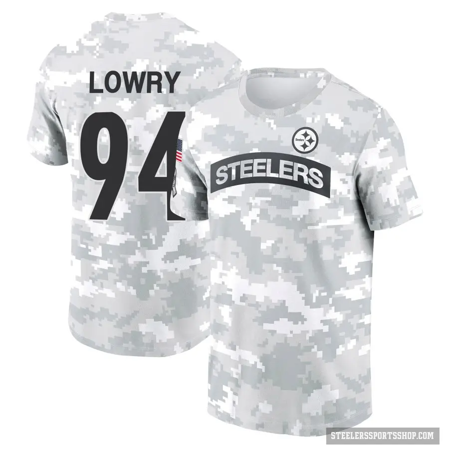 Youth ＃94 Dean Lowry Pittsburgh Steelers Camo Arctic 2024 Salute to Service Performance T-Shirt