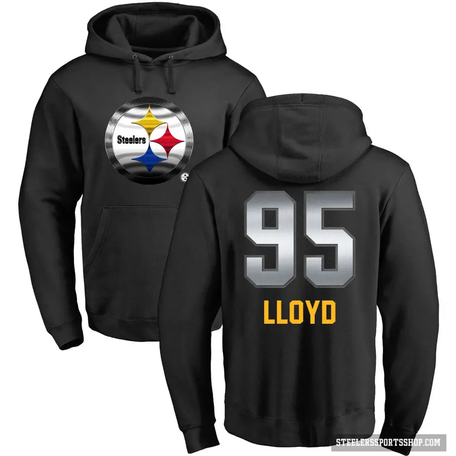 Youth ＃95 Greg Lloyd Pittsburgh Steelers Black Midnight Mascot Pullover Hoodie