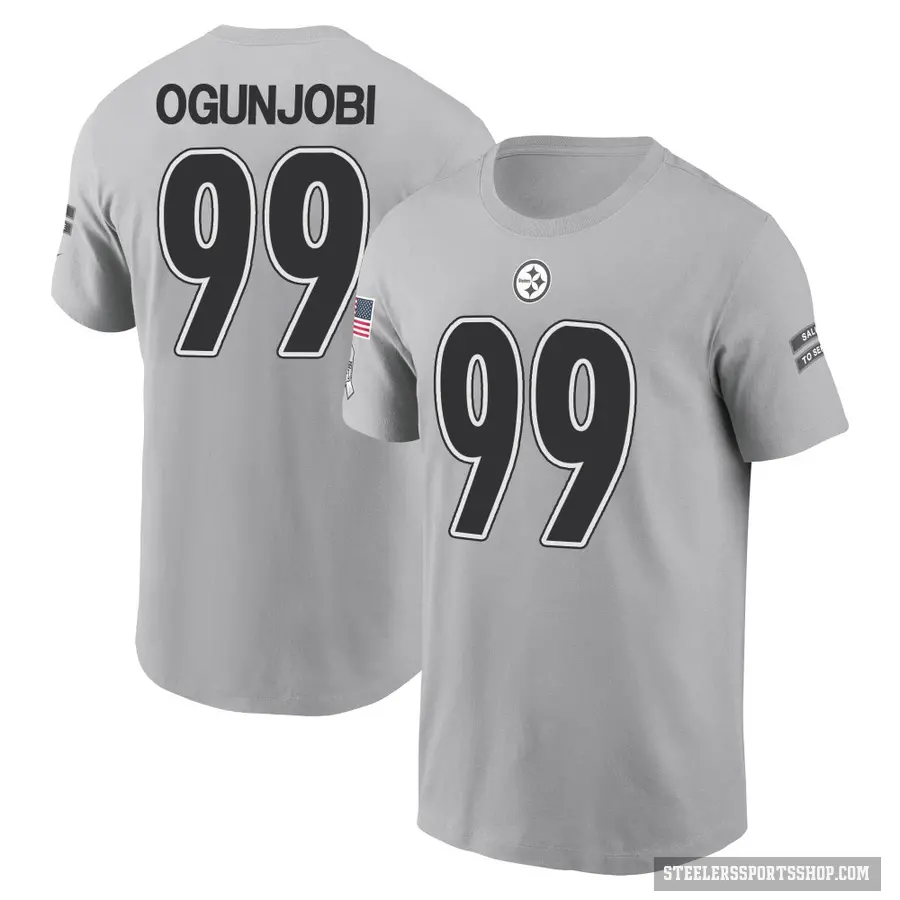 Youth ＃99 Larry Ogunjobi Pittsburgh Steelers Gray 2024 Salute to Service T-Shirt